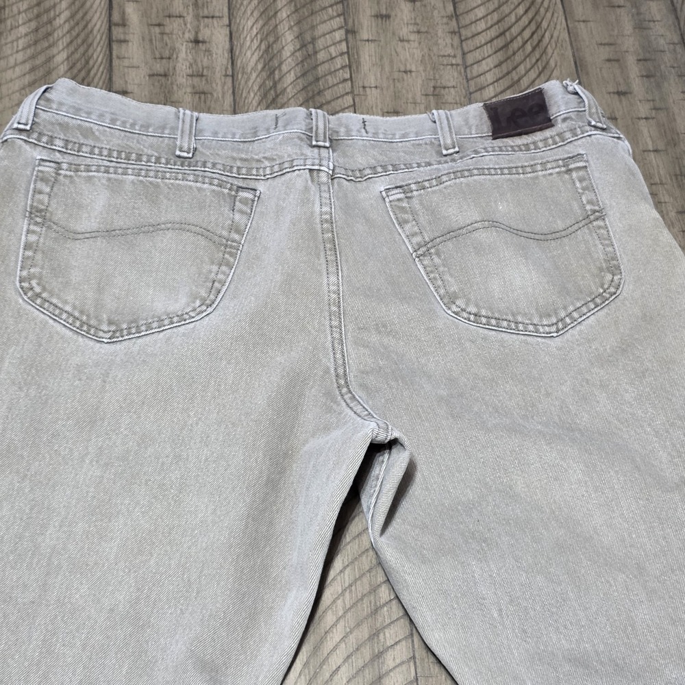 Vintage Lee 90s Regular Fit Jeans 42x30 Tan Khaki 100% Cotton Stained Y2K - Picture 8 of 14